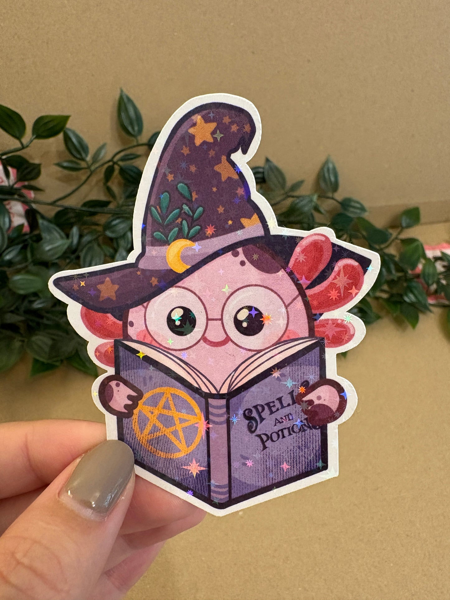 Sticker Die-cut - „Axolot Magician” – Holografic