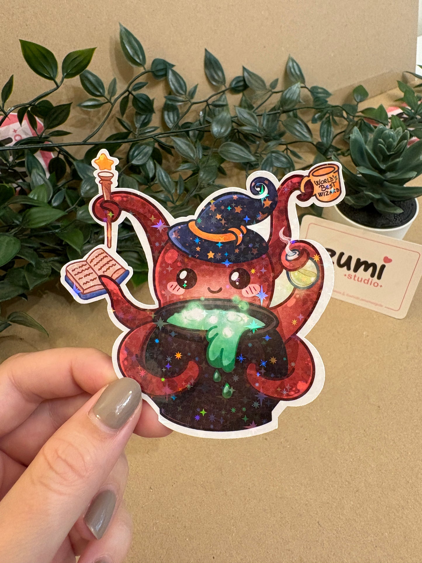 Sticker Die-cut - „Octopus Alchimist” – Holografic