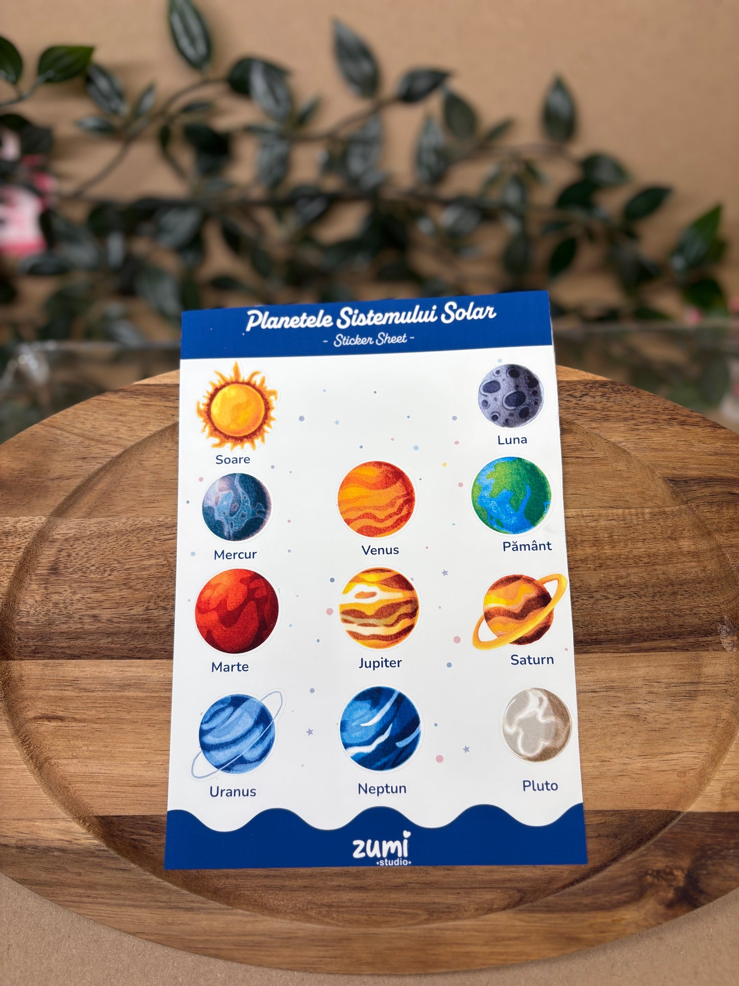 Sticker Sheet „Planetele Sistemului Solar” – A5, Hârtie Mată