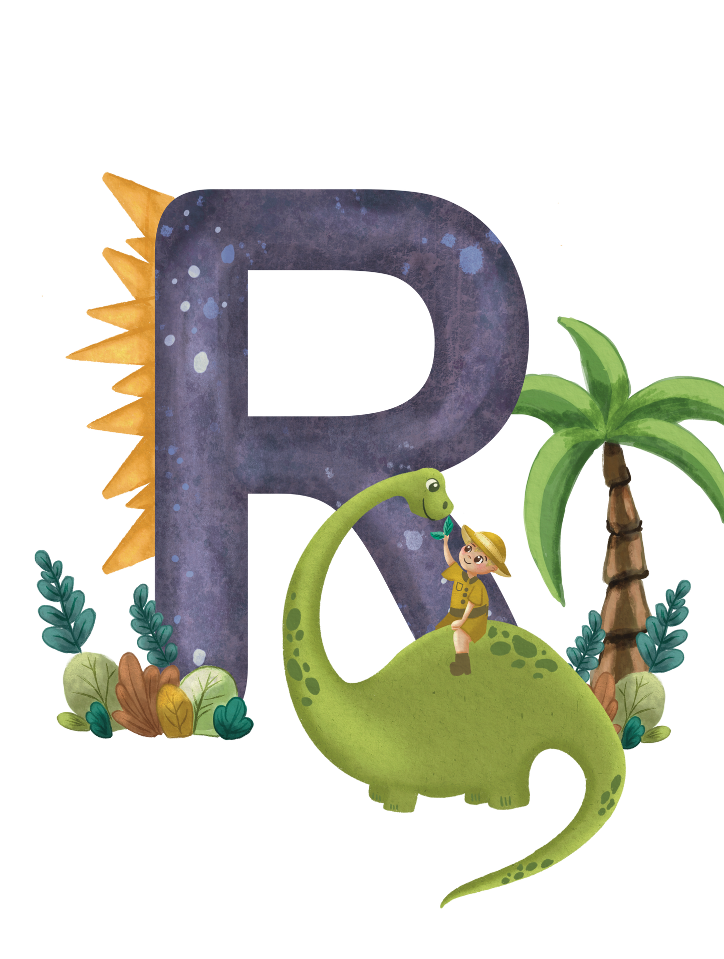 Litere personalizate 30x40 cm – Aventură cu dinozauri