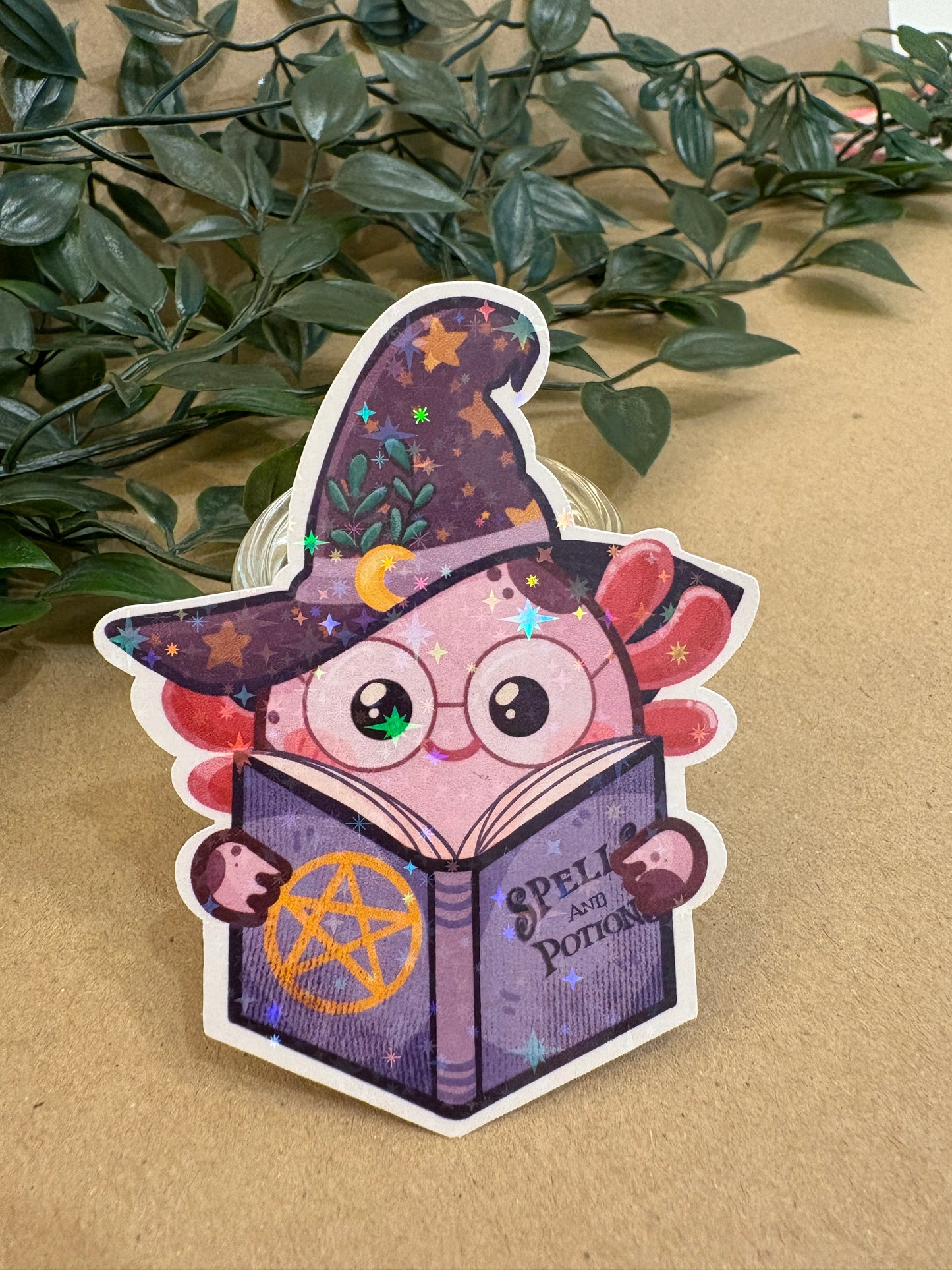 Sticker Die-cut - „Axolot Magician” – Holografic