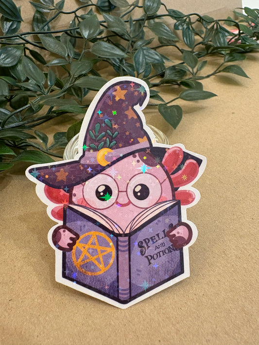 Sticker Die-cut - „Axolot Magician” – Holografic