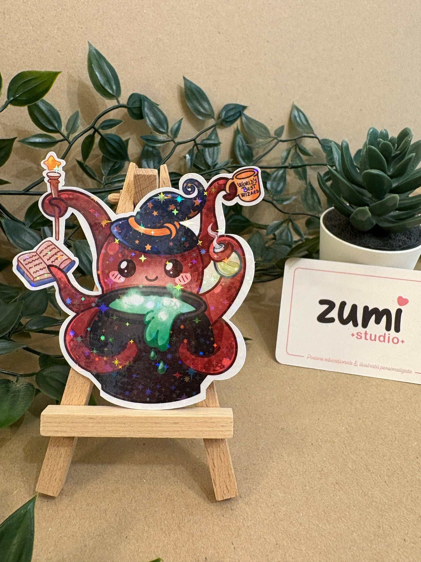 Sticker Die-cut - „Octopus Alchimist” – Holografic