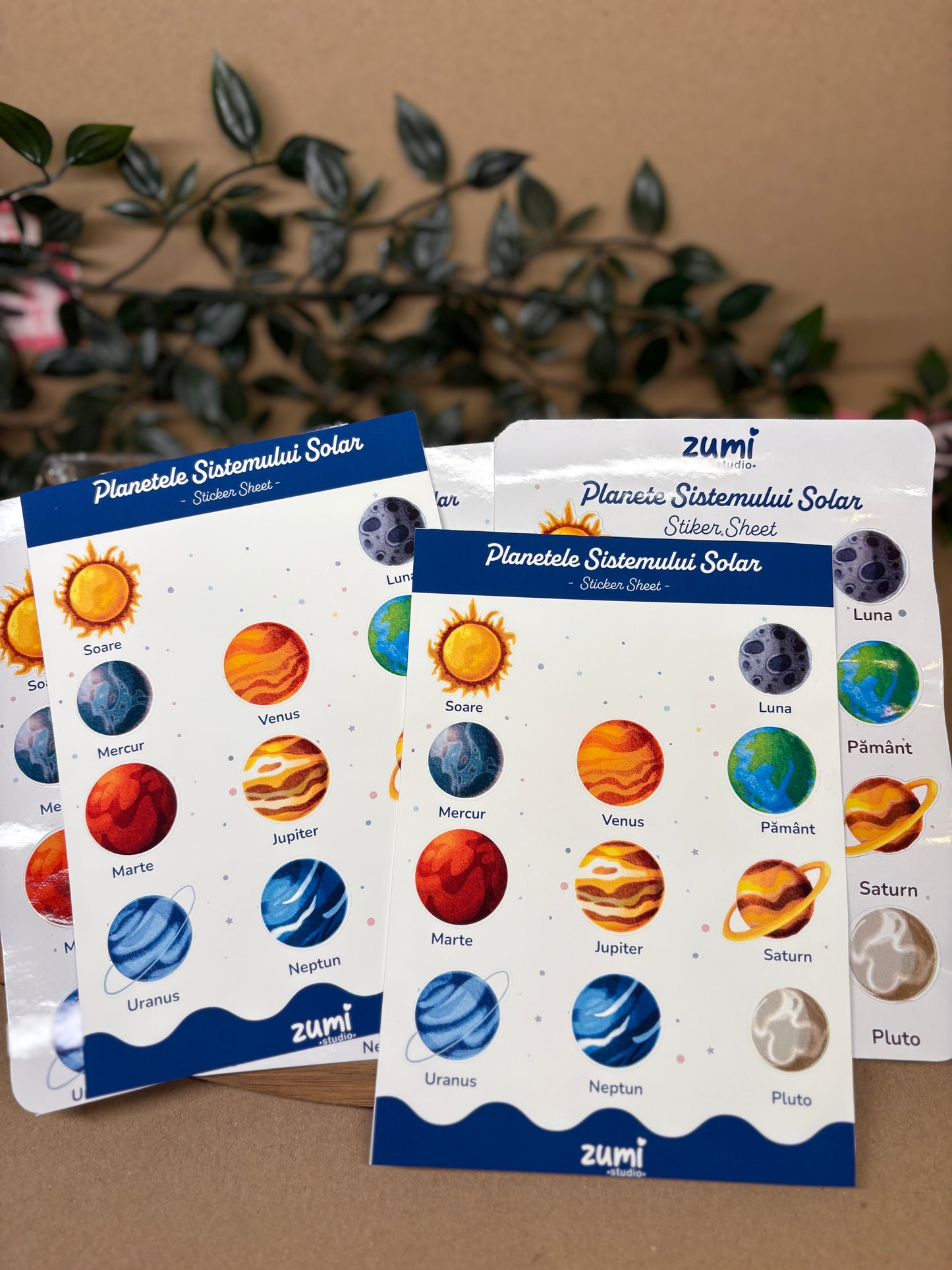 Sticker Sheet „Planetele Sistemului Solar” – A5, Hârtie Mată