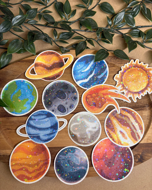 Stickere Die-cut - „Planetele Sistemului Solar” – Holografic