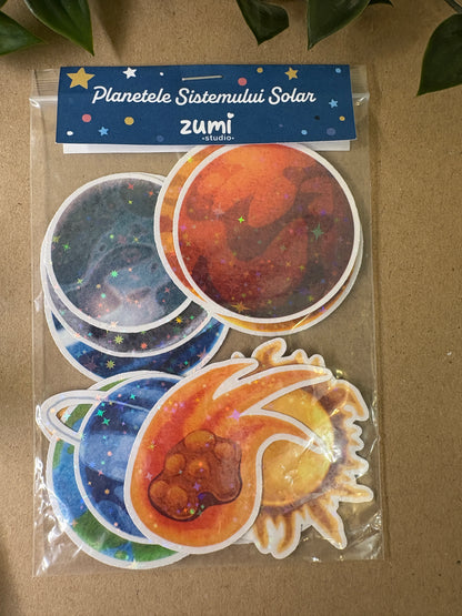 Stickere Die-cut - „Planetele Sistemului Solar” – Holografic
