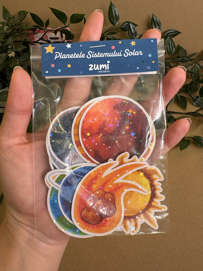 Stickere Die-cut - „Planetele Sistemului Solar” – Holografic