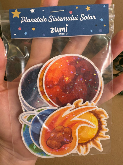 Stickere Die-cut - „Planetele Sistemului Solar” – Holografic