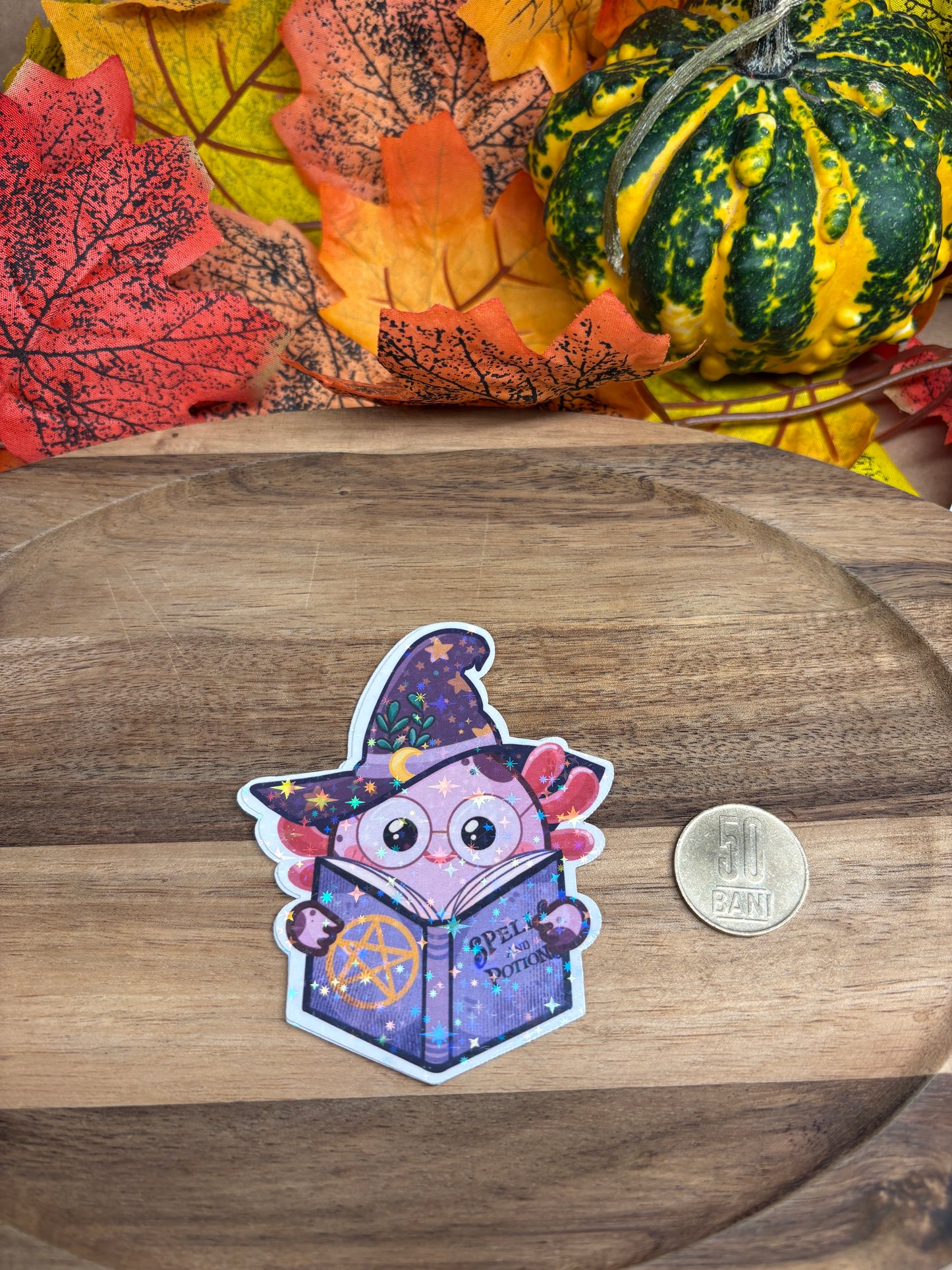 Sticker Die-cut - „Axolot Magician” – Holografic