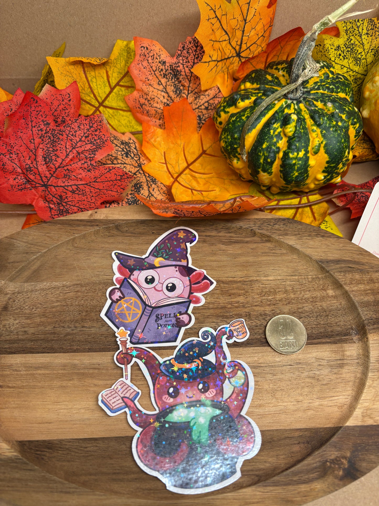 Sticker Die-cut - „Axolot Magician” – Holografic