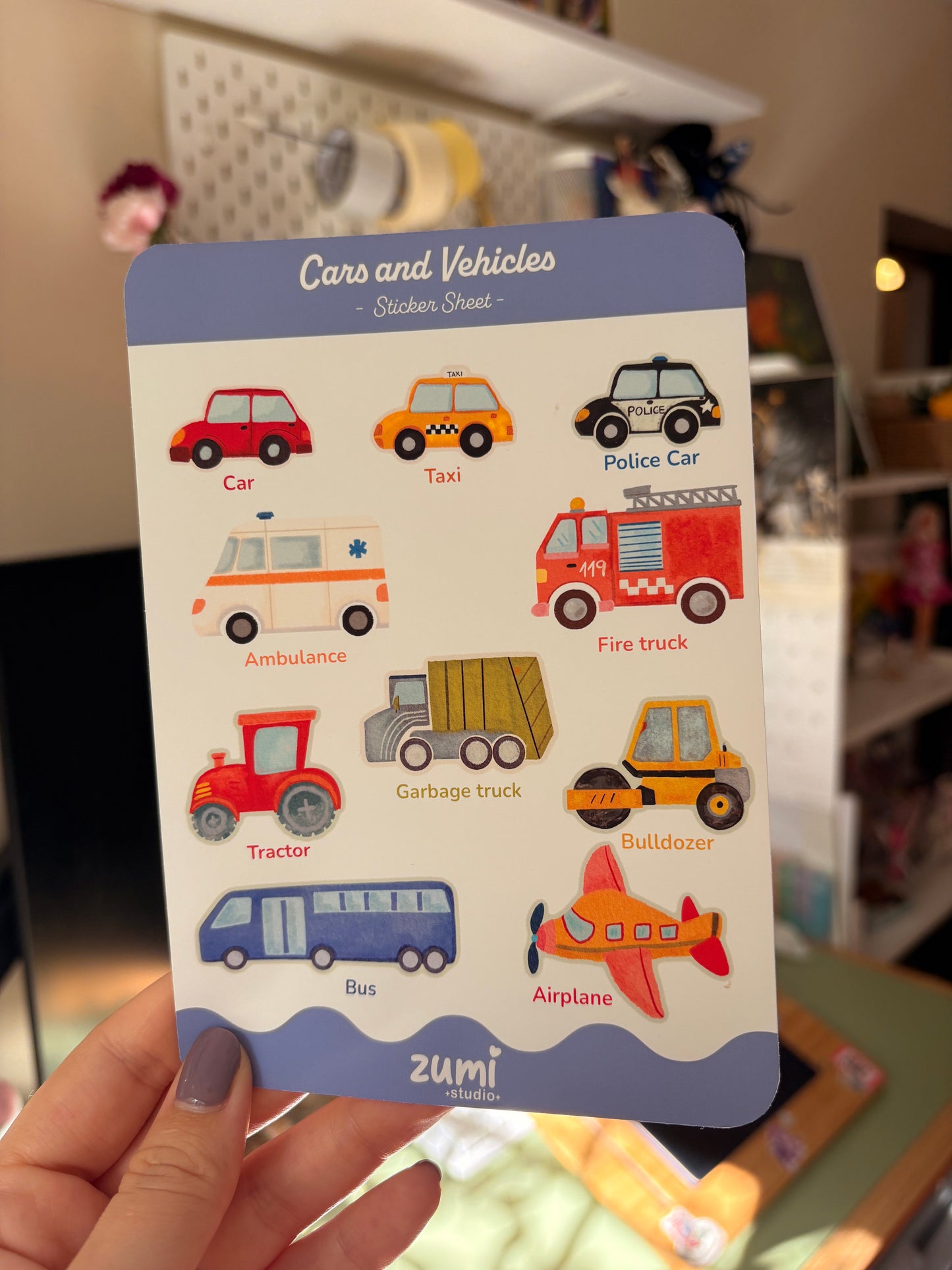 Sticker Sheet „Masini si Vehicule ” – A5, Hârtie Mată