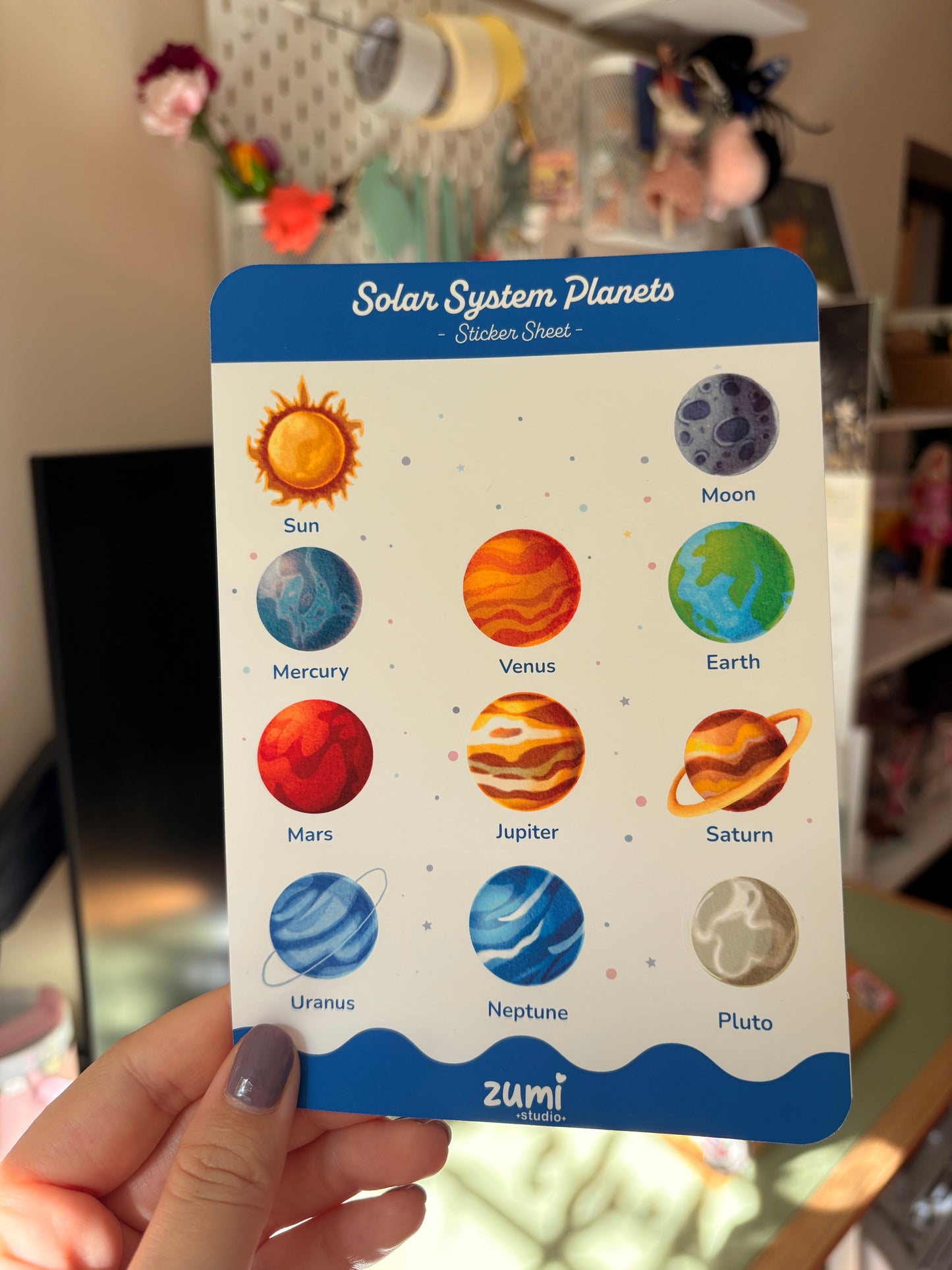 Sticker Sheet „Planetele Sistemului Solar” – A5, Hârtie Mată